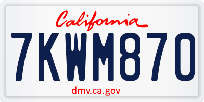 CA license plate 7KWM870