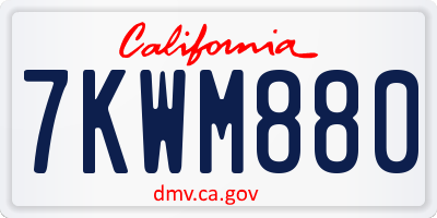 CA license plate 7KWM880