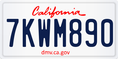 CA license plate 7KWM890