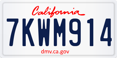 CA license plate 7KWM914