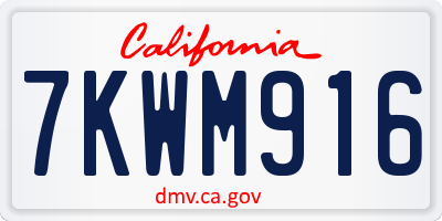 CA license plate 7KWM916