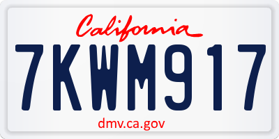 CA license plate 7KWM917
