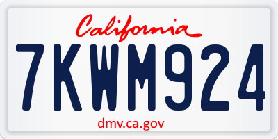 CA license plate 7KWM924