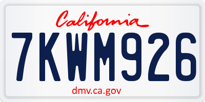 CA license plate 7KWM926