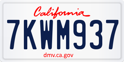 CA license plate 7KWM937
