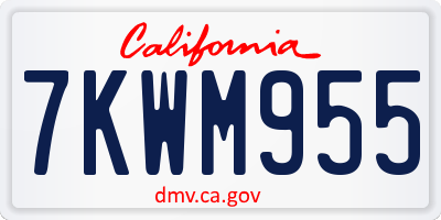 CA license plate 7KWM955