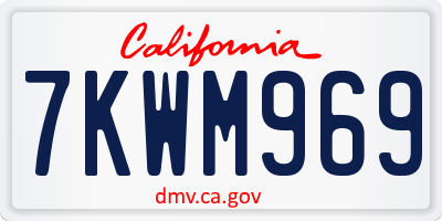 CA license plate 7KWM969