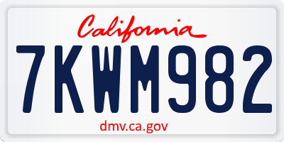 CA license plate 7KWM982