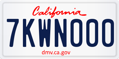 CA license plate 7KWN000