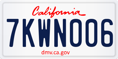 CA license plate 7KWN006