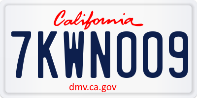 CA license plate 7KWN009