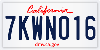 CA license plate 7KWN016