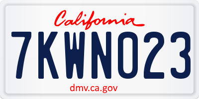 CA license plate 7KWN023