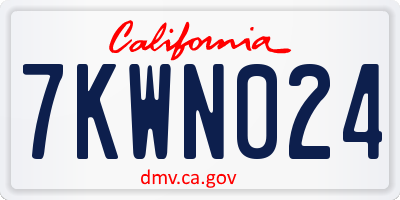 CA license plate 7KWN024