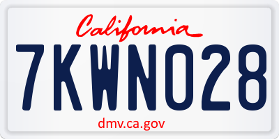 CA license plate 7KWN028