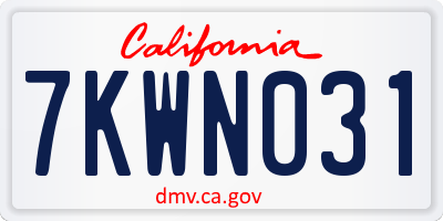 CA license plate 7KWN031