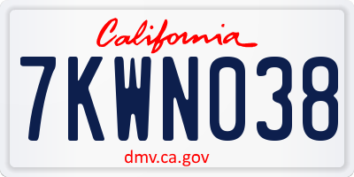 CA license plate 7KWN038
