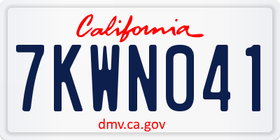CA license plate 7KWN041