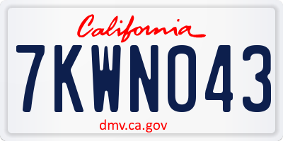CA license plate 7KWN043