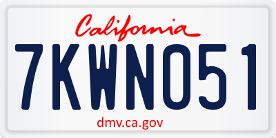 CA license plate 7KWN051