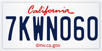 CA license plate 7KWN060