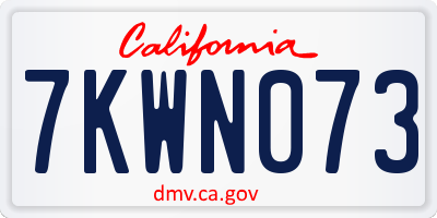 CA license plate 7KWN073