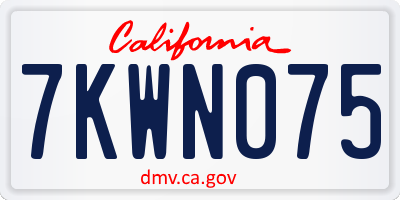 CA license plate 7KWN075