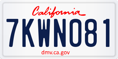 CA license plate 7KWN081
