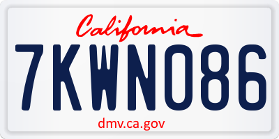 CA license plate 7KWN086