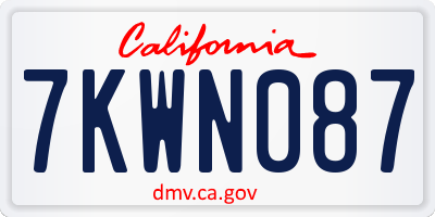 CA license plate 7KWN087