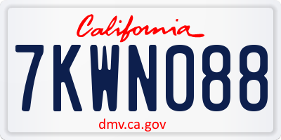CA license plate 7KWN088
