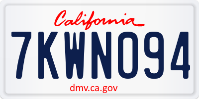 CA license plate 7KWN094