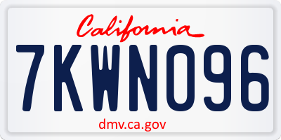 CA license plate 7KWN096