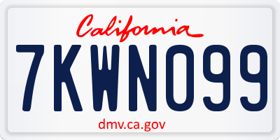CA license plate 7KWN099