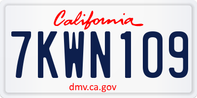 CA license plate 7KWN109