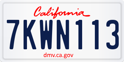 CA license plate 7KWN113