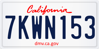 CA license plate 7KWN153