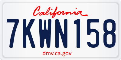 CA license plate 7KWN158