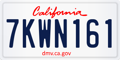 CA license plate 7KWN161