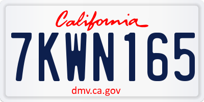 CA license plate 7KWN165