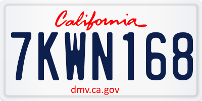 CA license plate 7KWN168
