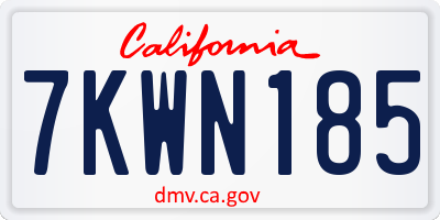 CA license plate 7KWN185