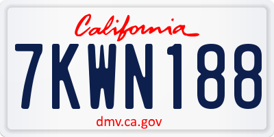 CA license plate 7KWN188