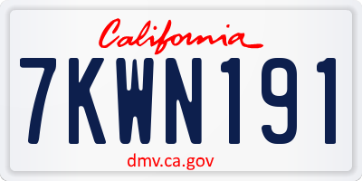 CA license plate 7KWN191