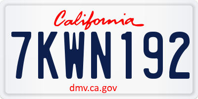 CA license plate 7KWN192