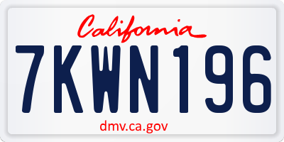 CA license plate 7KWN196