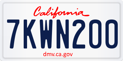 CA license plate 7KWN200