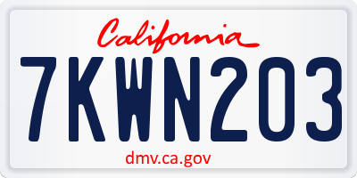 CA license plate 7KWN203