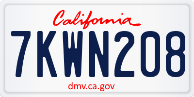 CA license plate 7KWN208
