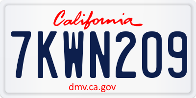 CA license plate 7KWN209